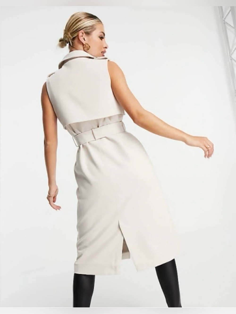 Nordstrom Arden Cream Sleeveless Belted Trench Coat - Picture 4 of 9